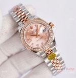 3A Factory Copy Rolex Datejust 28mm Star Diamond-set Watches 2T Rose Gold Diamond Bezel